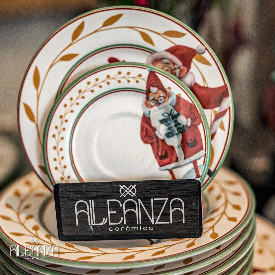 Jogo 6 Pratos Rasos Cerâmica Ho Ho Ho 29cm Alleanza
