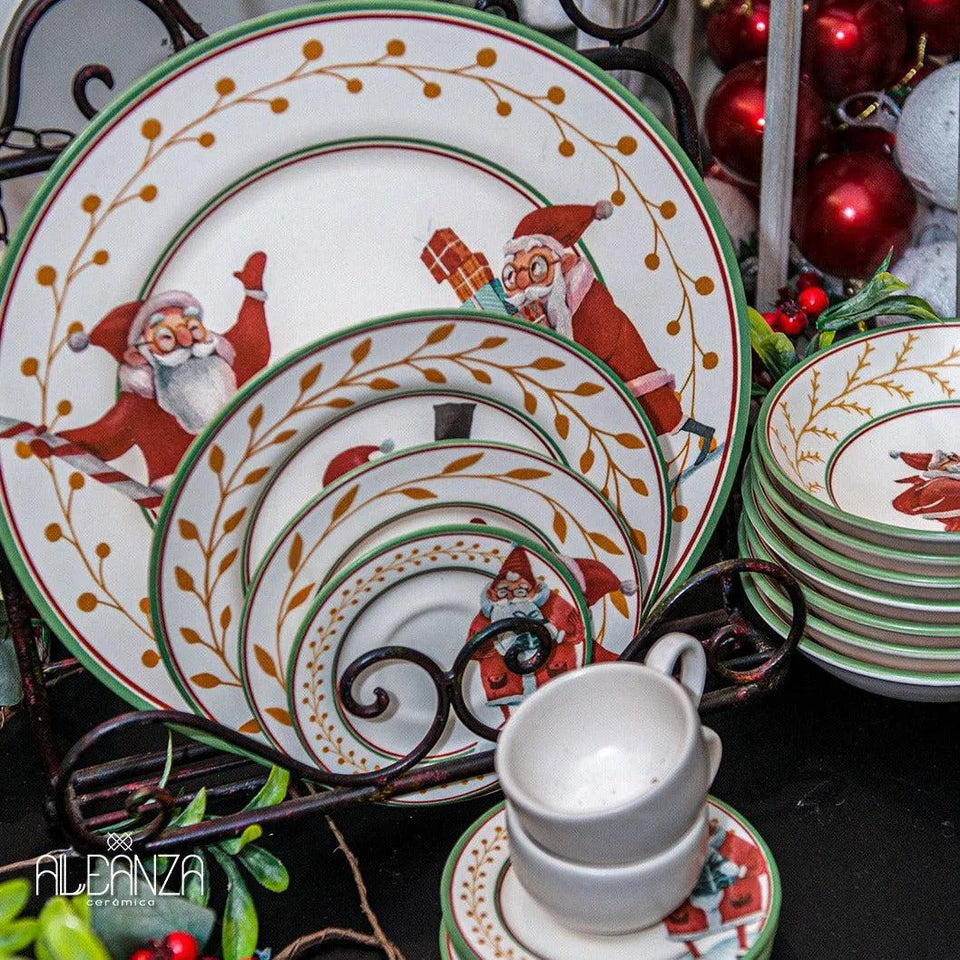 Jogo 6 Pratos Rasos Cerâmica Ho Ho Ho 29cm Alleanza