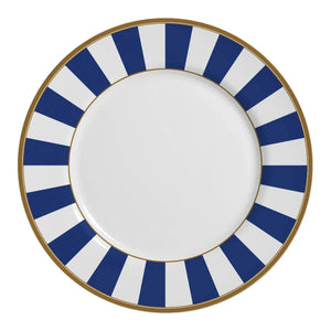 Jogo 6 Pratos Rasos Cerâmica Stripe Azul 29cm Alleanza