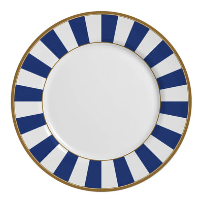 Jogo 6 Pratos Rasos Cerâmica Stripe Azul 29cm Alleanza