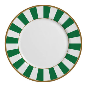 Jogo 6 Pratos Rasos Cerâmica Stripe Verde 29cm Alleanza
