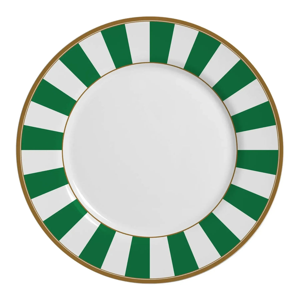 Jogo 6 Pratos Rasos Cerâmica Stripe Verde 29cm Alleanza