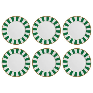 Jogo 6 Pratos Rasos Cerâmica Stripe Verde 29cm Alleanza