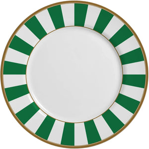 Jogo 6 Pratos Rasos Cerâmica Stripe Verde 29cm Alleanza
