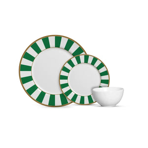Jogo 6 Pratos Rasos Cerâmica Stripe Verde 29cm Alleanza
