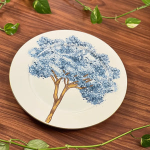 Jogo 6 Pratos Rasos Cerâmica Ypê Colorido com Filete de Ouro 28cm Scalla