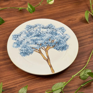 Jogo 6 Pratos Rasos Cerâmica Ypê Colorido com Filete de Ouro 28cm Scalla