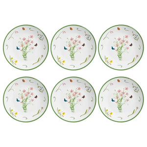 Jogo 6 Pratos Rasos Coup Cerâmica Jardim Campestre 29cm Alleanza