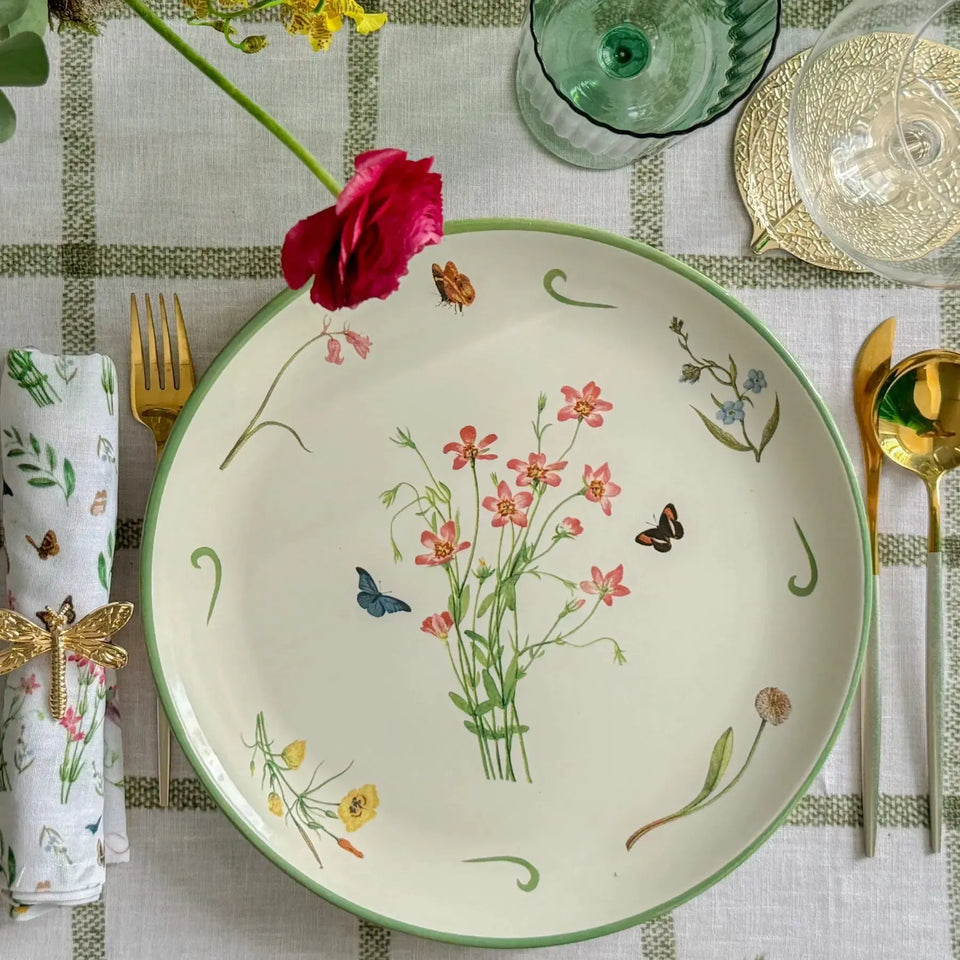 Jogo 6 Pratos Rasos Coup Cerâmica Jardim Campestre 29cm Alleanza