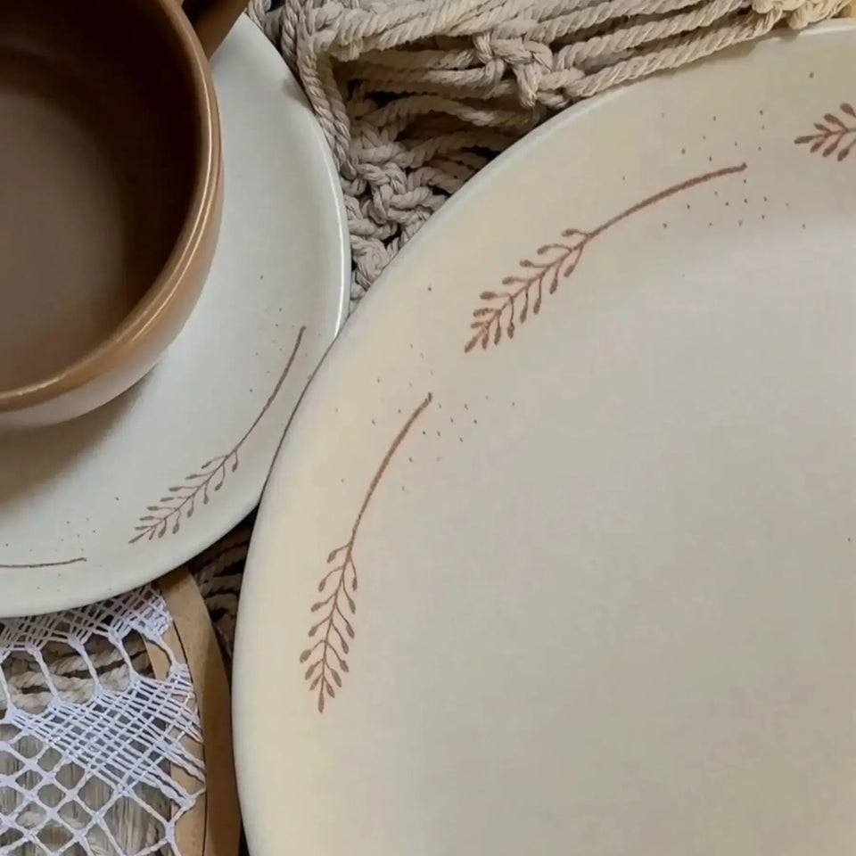 Jogo 6 Pratos Rasos Coup Cerâmica Rendeira by Aurora 29cm Alleanza