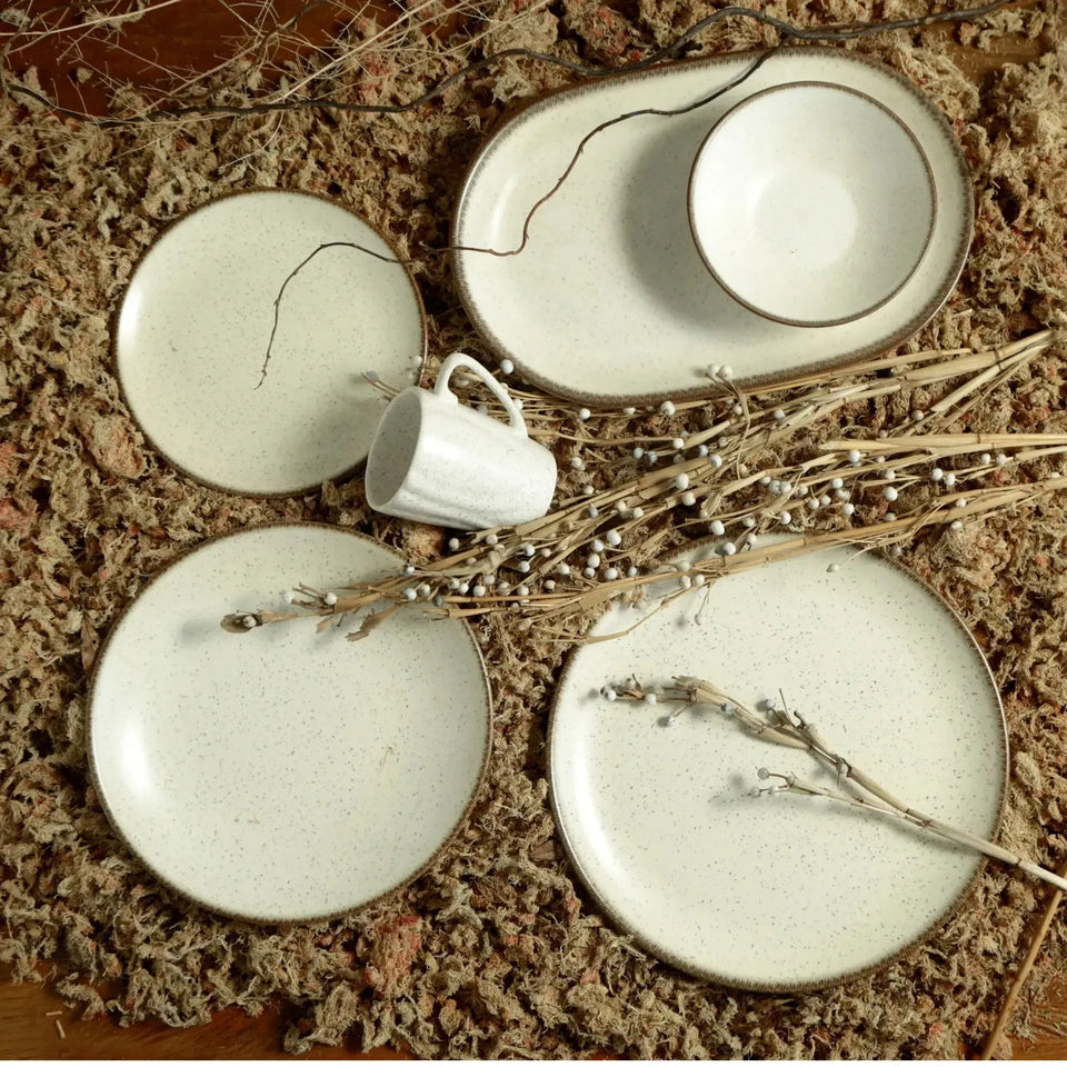 Jogo 6 Pratos Rasos Coup Cerâmica Vanilla 29cm Alleanza