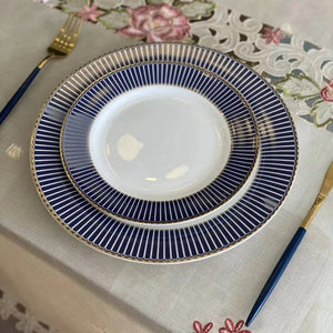 Jogo 6 Pratos Rasos Porcelana Wolff Bone China Cobalto 27cm