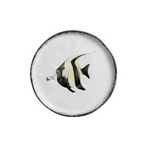 Jogo 6 Pratos Sobremesa Atlântica Cerâmica Estrela do Mar Cavalo Marinho Peixe 21cm Scalla