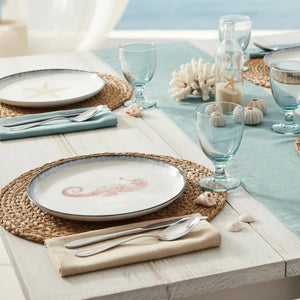 Jogo 6 Pratos Sobremesa Atlântica Cerâmica Estrela do Mar Cavalo Marinho Peixe 21cm Scalla