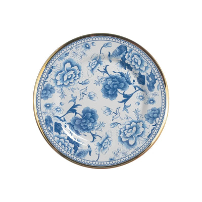 Jogo 6 Pratos Sobremesa Cerâmica Chinese Blue B Filete Ouro 21cm Alleanza