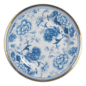 Jogo 6 Pratos Sobremesa Cerâmica Chinese Blue B Filete Ouro 21cm Alleanza