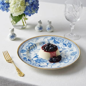 Jogo 6 Pratos Sobremesa Cerâmica Chinese Blue B Filete Ouro 21cm Alleanza
