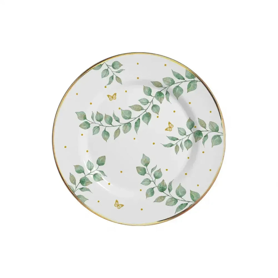 Jogo 6 Pratos Sobremesa Cerâmica Donatella Filete Ouro 21cm Alleanza