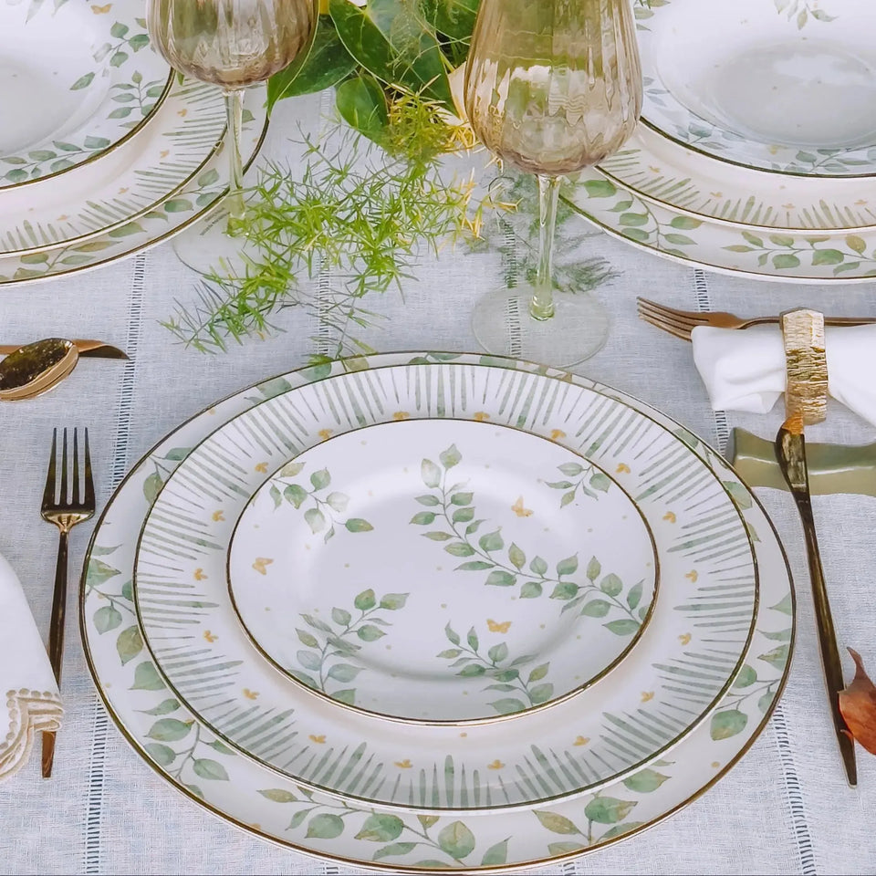 Jogo 6 Pratos Sobremesa Cerâmica Donatella Filete Ouro 21cm Alleanza