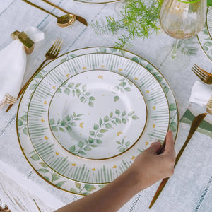 Jogo 6 Pratos Sobremesa Cerâmica Donatella Filete Ouro 21cm Alleanza