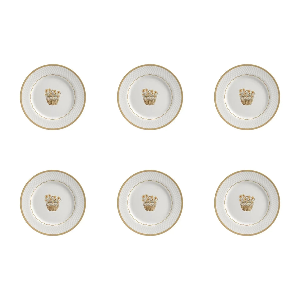 Jogo 6 Pratos Sobremesa Cerâmica Huppert 21cm Alleanza
