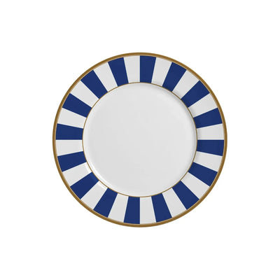 Jogo 6 Pratos Sobremesa Cerâmica Stripe Azul 21cm Alleanza