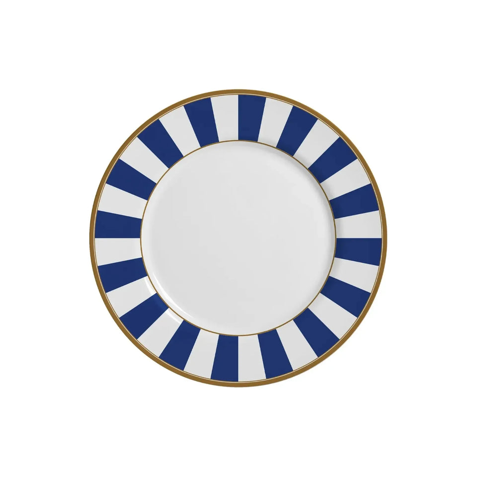 Jogo 6 Pratos Sobremesa Cerâmica Stripe Azul 21cm Alleanza
