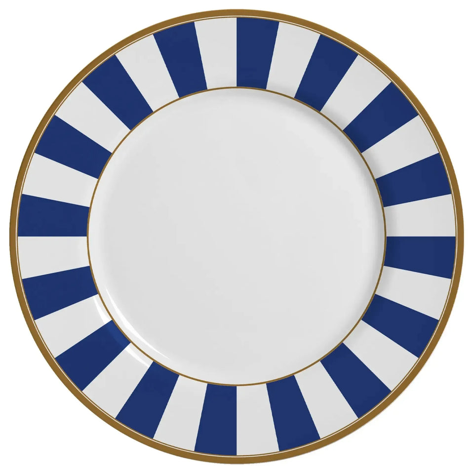 Jogo 6 Pratos Sobremesa Cerâmica Stripe Azul 21cm Alleanza