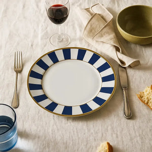 Jogo 6 Pratos Sobremesa Cerâmica Stripe Azul 21cm Alleanza