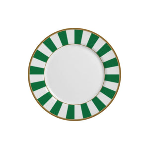 Jogo 6 Pratos Sobremesa Cerâmica Stripe Verde 21cm Alleanza