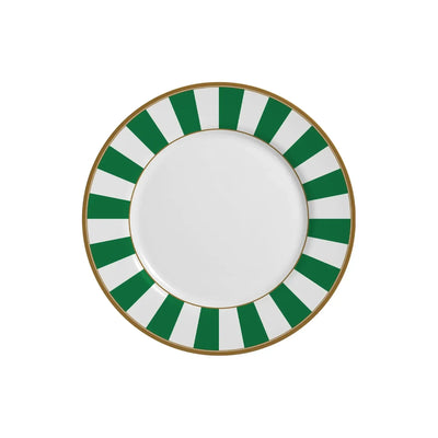 Jogo 6 Pratos Sobremesa Cerâmica Stripe Verde 21cm Alleanza