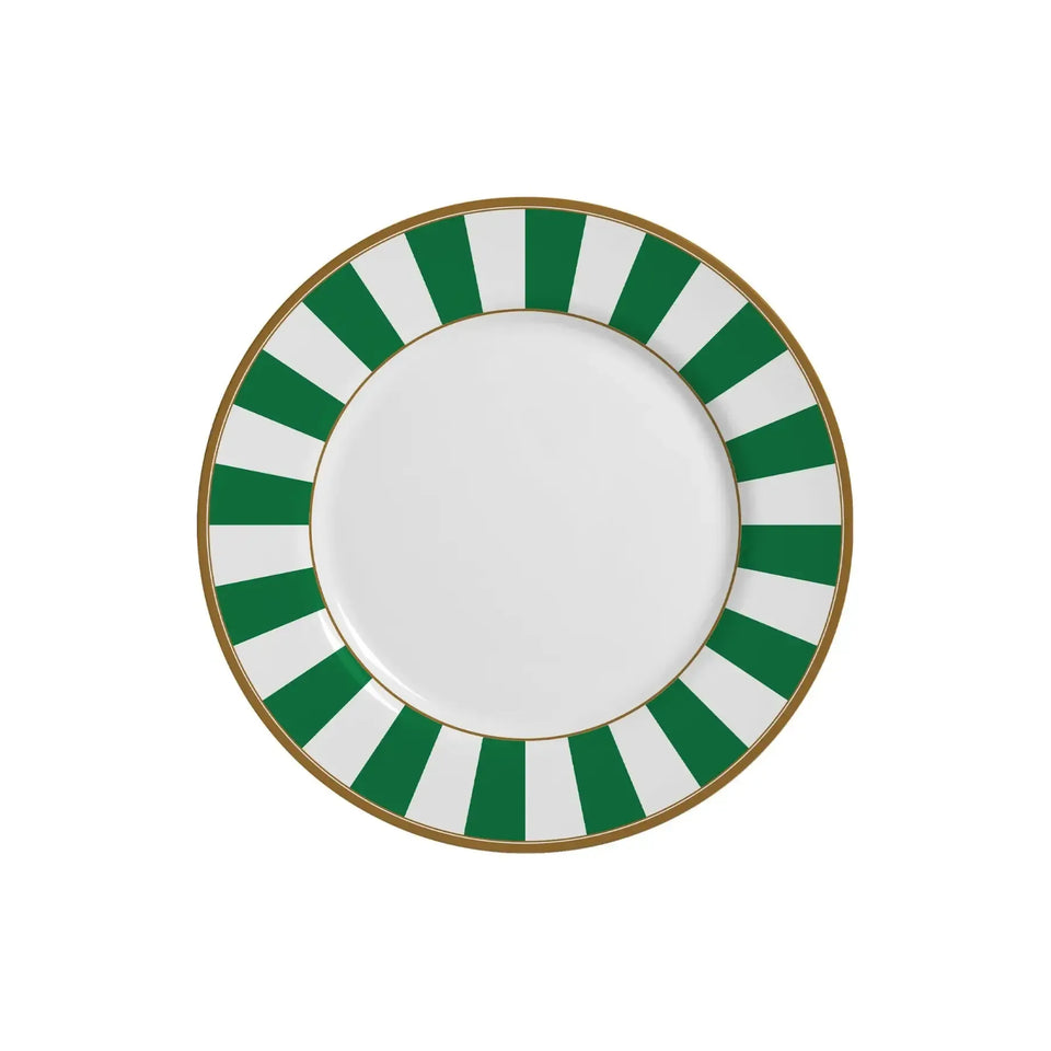 Jogo 6 Pratos Sobremesa Cerâmica Stripe Verde 21cm Alleanza
