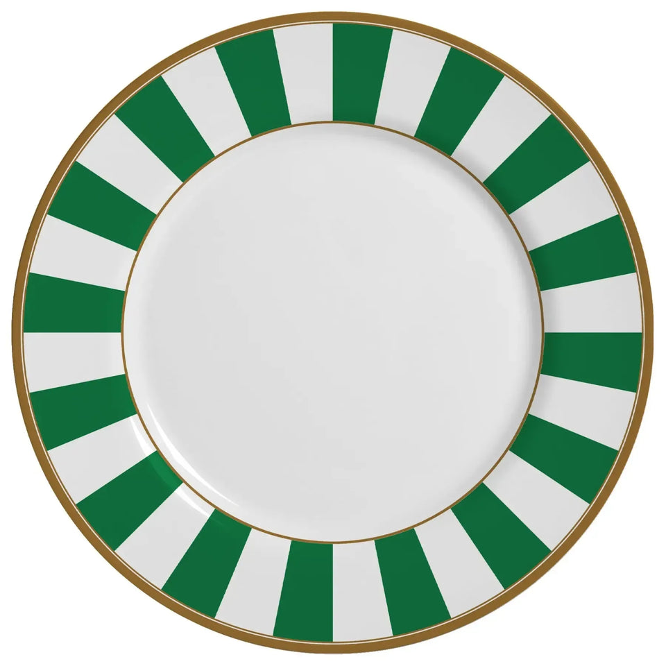 Jogo 6 Pratos Sobremesa Cerâmica Stripe Verde 21cm Alleanza