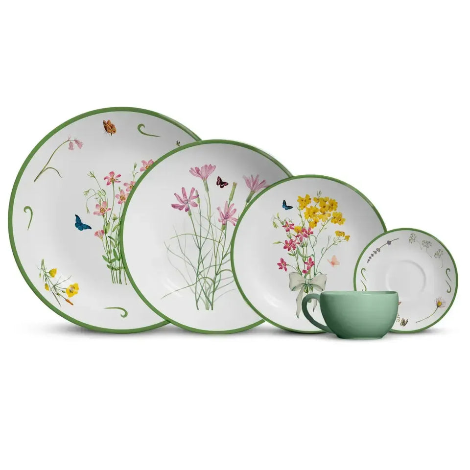 Jogo 6 Pratos Sobremesa Coup Cerâmica Jardim Campestre 21cm Alleanza