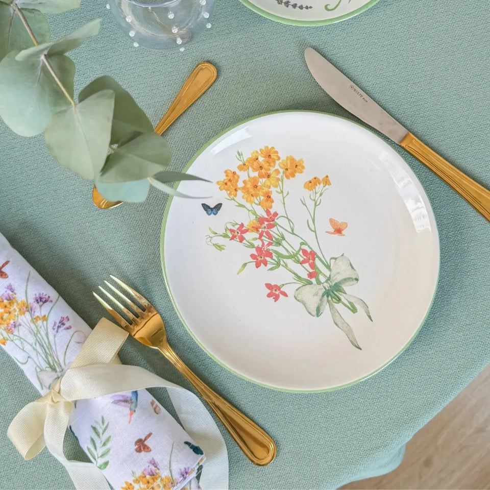 Jogo 6 Pratos Sobremesa Coup Cerâmica Jardim Campestre 21cm Alleanza