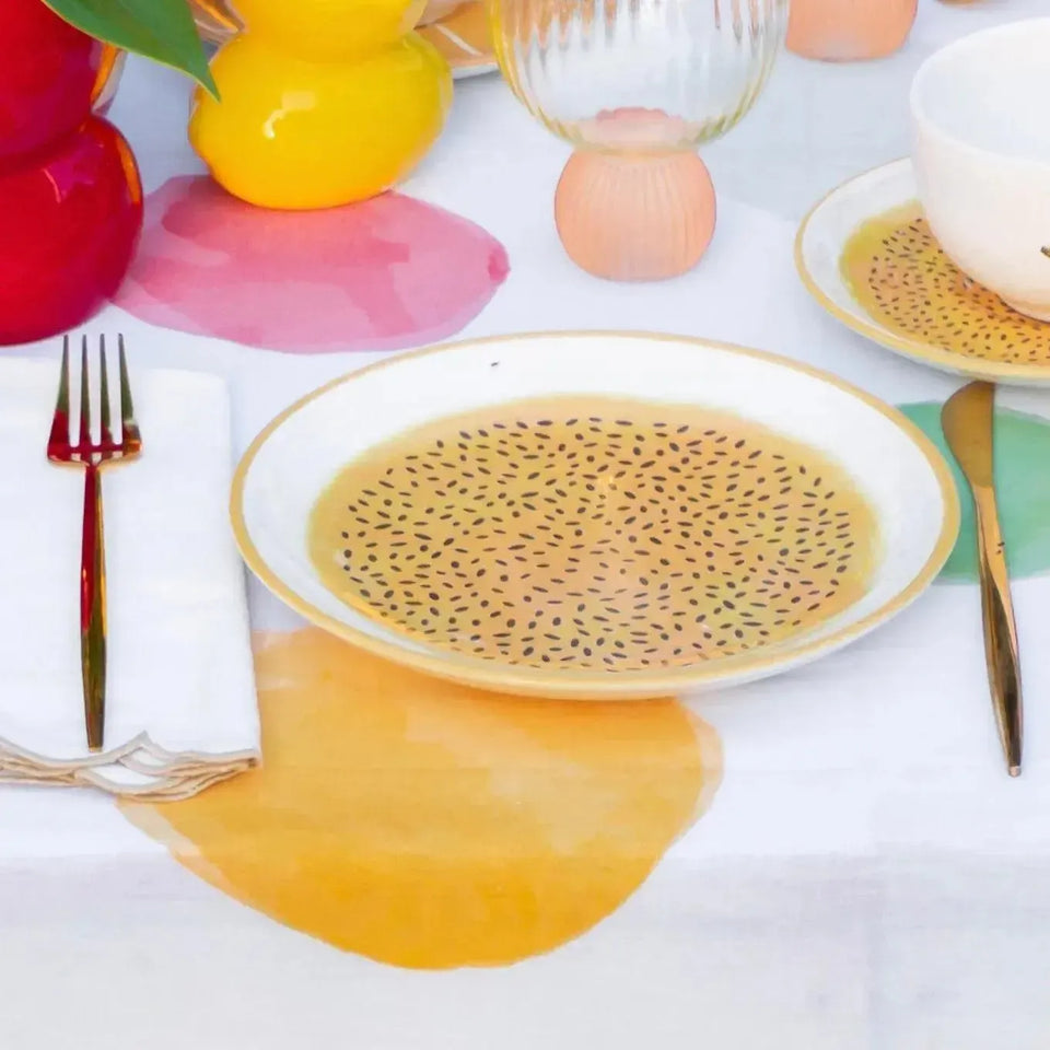 Jogo 6 Pratos Sobremesa Coup Cerâmica Maracujá 21cm Alleanza