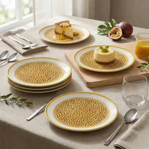 Jogo 6 Pratos Sobremesa Coup Cerâmica Maracujá 21cm Alleanza