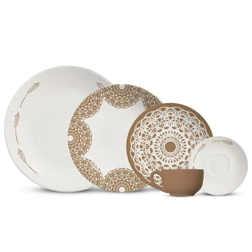 Jogo 6 Pratos Sobremesa Coup Cerâmica Rendeira By Aurora 21cm Alleanza