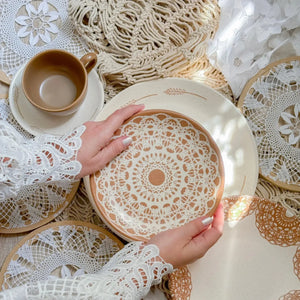 Jogo 6 Pratos Sobremesa Coup Cerâmica Rendeira By Aurora 21cm Alleanza