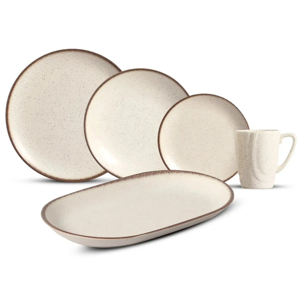 Jogo 6 Pratos Sobremesa Coup Cerâmica Vanilla 21cm Alleanza