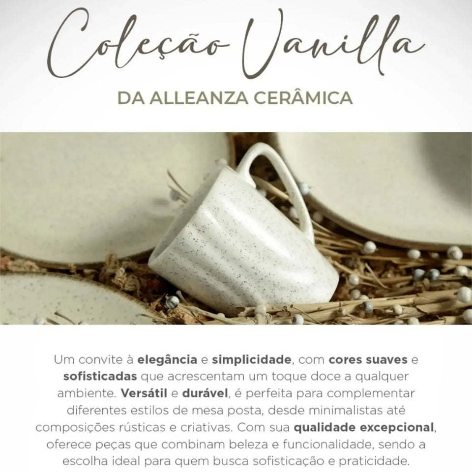 Jogo 6 Pratos Sobremesa Coup Cerâmica Vanilla 21cm Alleanza