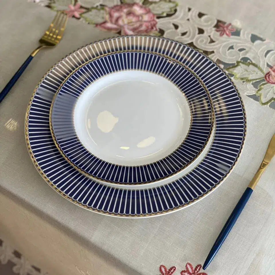 Jogo 6 Pratos Sobremesa Porcelana Wolff Bone China Cobalto 22cm