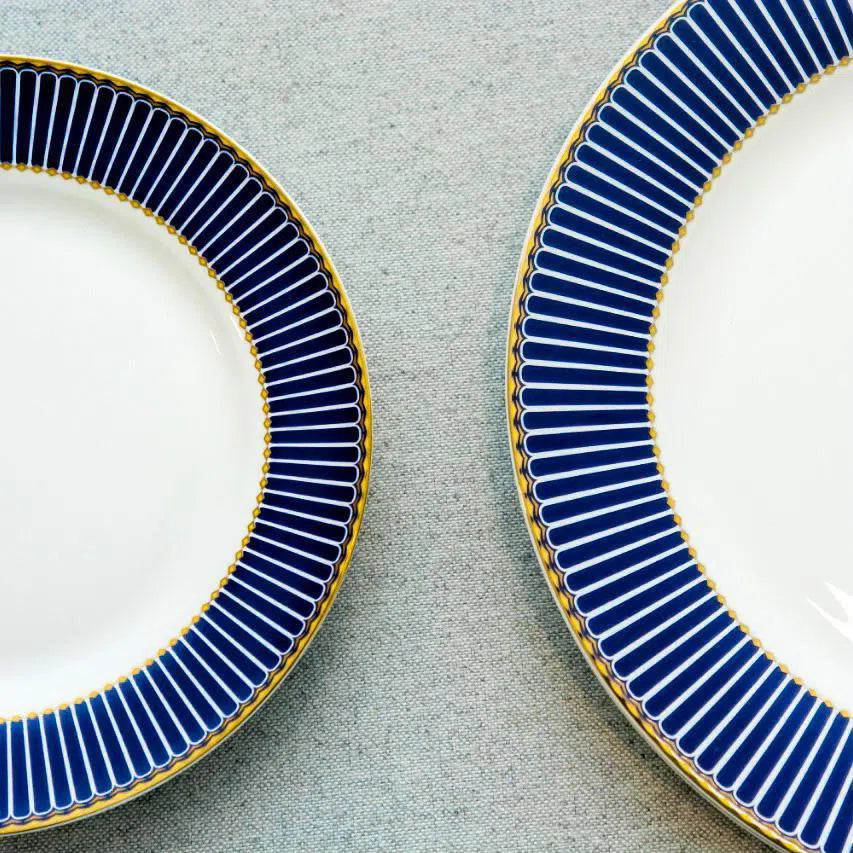 Jogo 6 Pratos Sobremesa Porcelana Wolff Bone China Cobalto 22cm