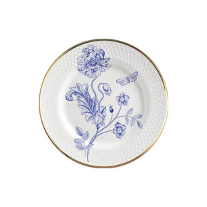 Jogo 6 Pratos Sobremesa Relevo Cerâmica Adelaide Filete Ouro 21cm Alleanza