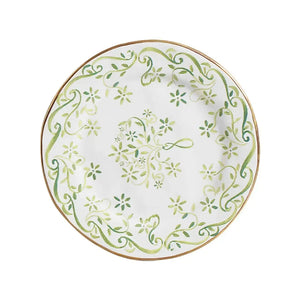 Jogo 6 Pratos de Sobremesa Cerâmica Arabesco Verde 20,5cm Scalla