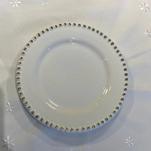 Jogo 6 Pratos de Sobremesa Cerâmica Brasilis Branco com Filete de Ouro 20cm Scalla