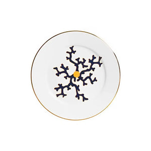 Jogo 6 Pratos de Sobremesa Cerâmica Coral Blue (Branco com Azul e Branco com Amarelo) 20,6cm Scalla