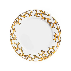 Jogo 6 Pratos de Sobremesa Cerâmica Coral Blue (Branco com Azul e Branco com Amarelo) 20,6cm Scalla