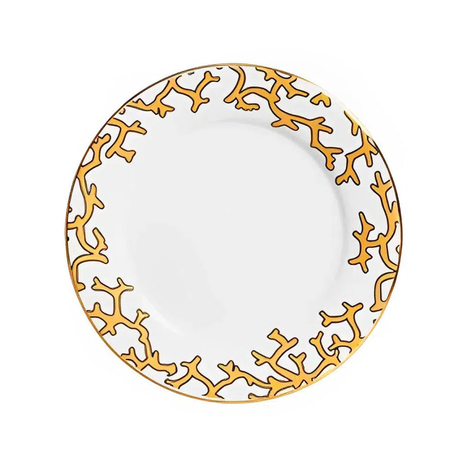 Jogo 6 Pratos de Sobremesa Cerâmica Coral Blue (Branco com Azul e Branco com Amarelo) 20,6cm Scalla