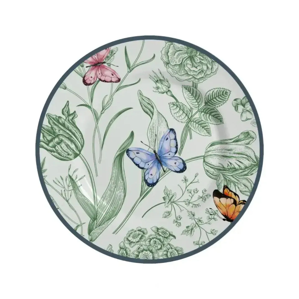 Jogo 6 Pratos de Sobremesa Cerâmica Faiança Campestre 21cm Alleanza